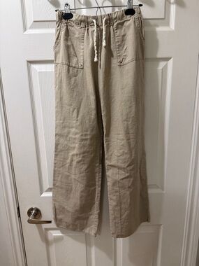 TNA Women's Straight Leg Drawstring Pants - Beige